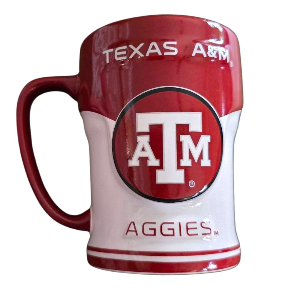 Texas A&M Aggies Sculpted Relief Coffee Mug NCAA Tea Cup Hot Ceramic